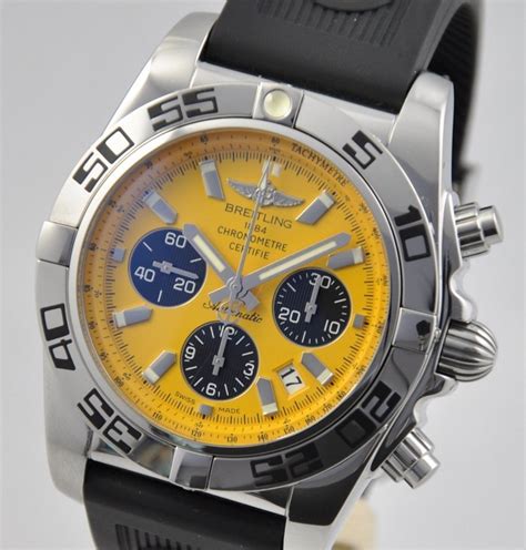 breitling chronomat 44 limited edition yellow black model ab0110|breitling chronomat b01 chronograph 44.